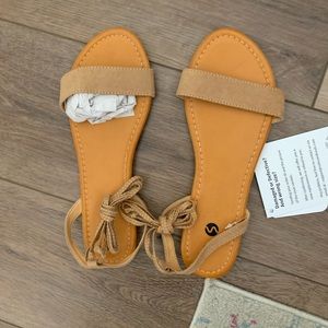 Tan ankle strap sandals